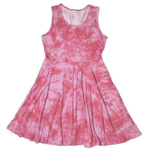 LuLaRoe Women’s Dress Large Nicki Pink Tie Dye Breast Cancer Pockets NWT - Picture 1 of 5